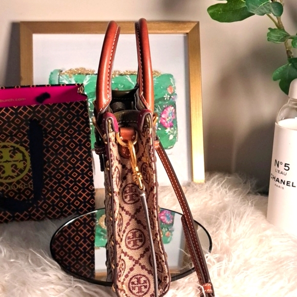 Tory Burch NWOTs Mini T Monogram Jacquard Studded North-South Tote Bag - Picture 8 of 16